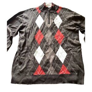 Vintage Method Men’s Cotton 1/2 Zip Sweater Size XL Multicolor Brown Shapes